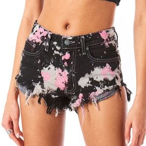 Carmar cloud tie dye denim shorts black pink